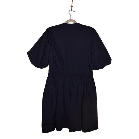 GAP NEW $80 Short‎ Bubble Sleeve Button Front A-line Flare Dress Navy LT - Picture 2 of 3